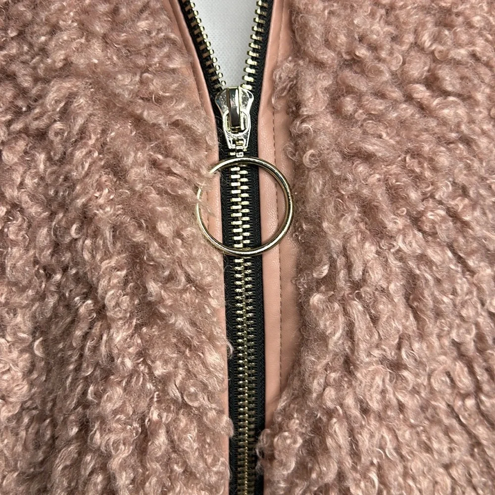 ZARA Pink Fuzzy Bomber Teddy Jacket. Size S - Picture 2 of 6
